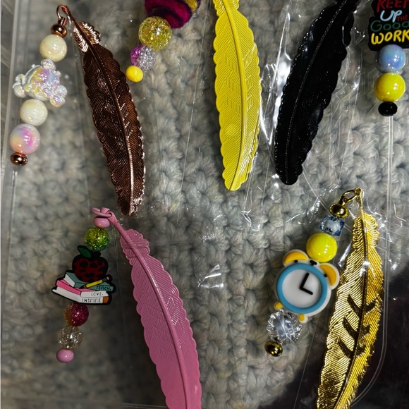 Hand Crafted Other - Colorful Metal Feather and Bead Bookmarks, Hand Crafted